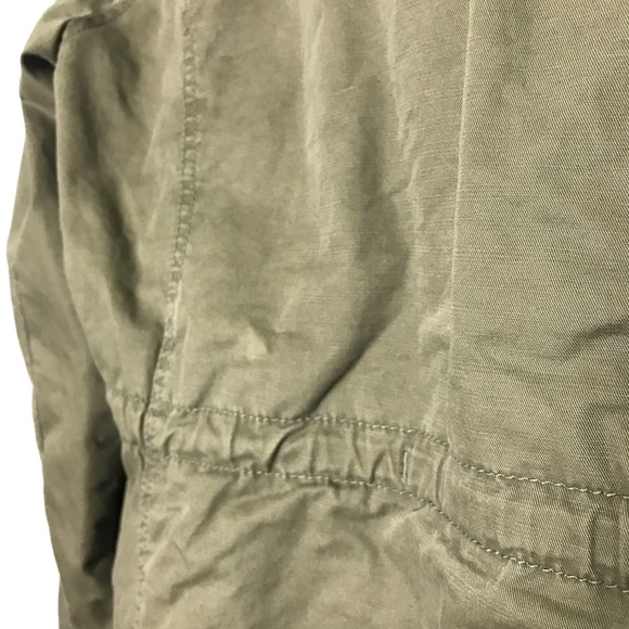 Hollister Army Green Removable Fur Trim Button Up Utility Jacket Coat Women Sz L - Picture 13 of 16
